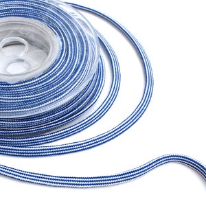 Woven flat cord, blue / white cord, 6mm colored rope, 3m image 2