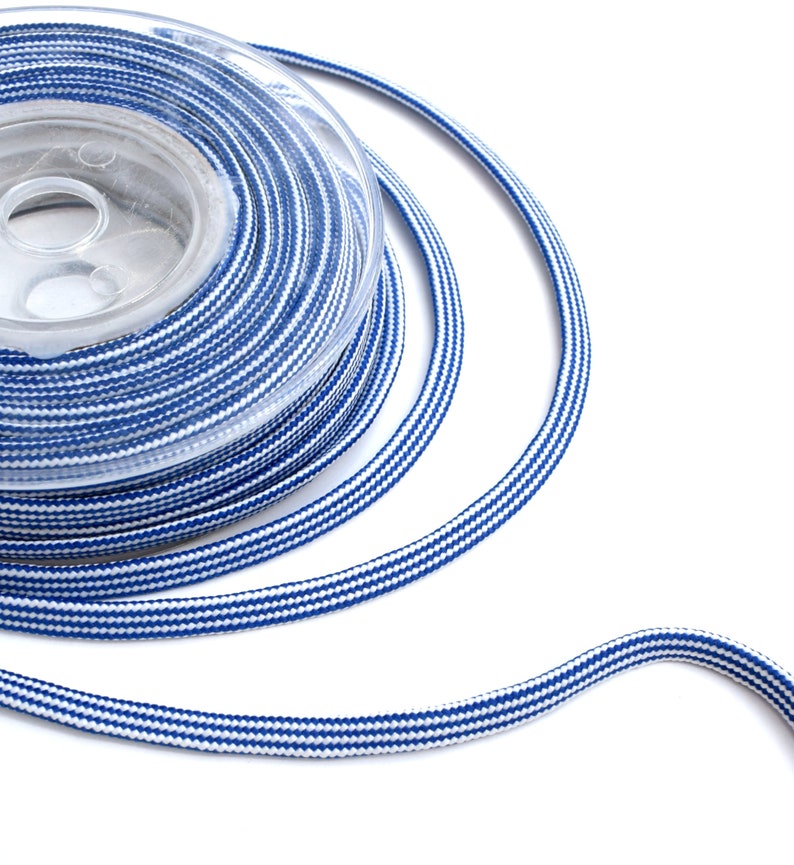 Woven flat cord, blue / white cord, 6mm colored rope, 3m image 2