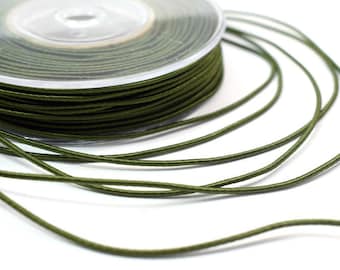 Wrapped silk cord, 1.5mm satin cord, khaki cord, 4 meters