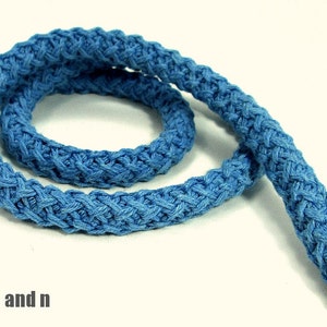 Braided cotton cord, braided cotton rope, cotton rope braided, knit cotton rope, thick cotton rope, blue cotton rope, 10mm cotton rope, 1m image 1