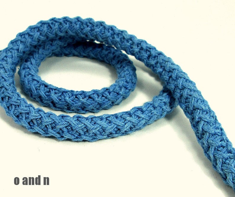 Braided cotton cord, braided cotton rope, cotton rope braided, knit cotton rope, thick cotton rope, blue cotton rope, 10mm cotton rope, 1m image 1