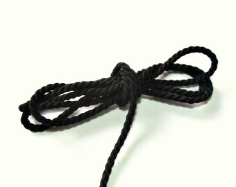 4mm twisted cotton cord, 4mm cotton rope, twisted cord rope, soft cotton rope, black cotton rope, cotton rope for crafts, 3m