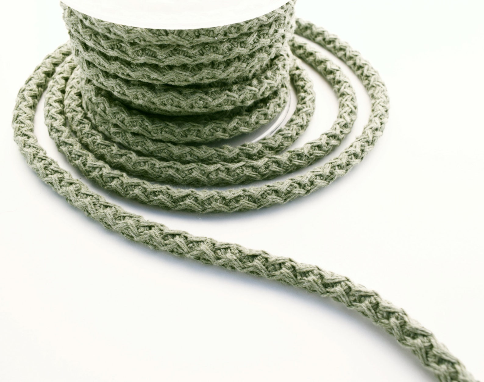 Khaki Braided Cotton Cord Braided Cotton Rope Knit Cotton Etsy