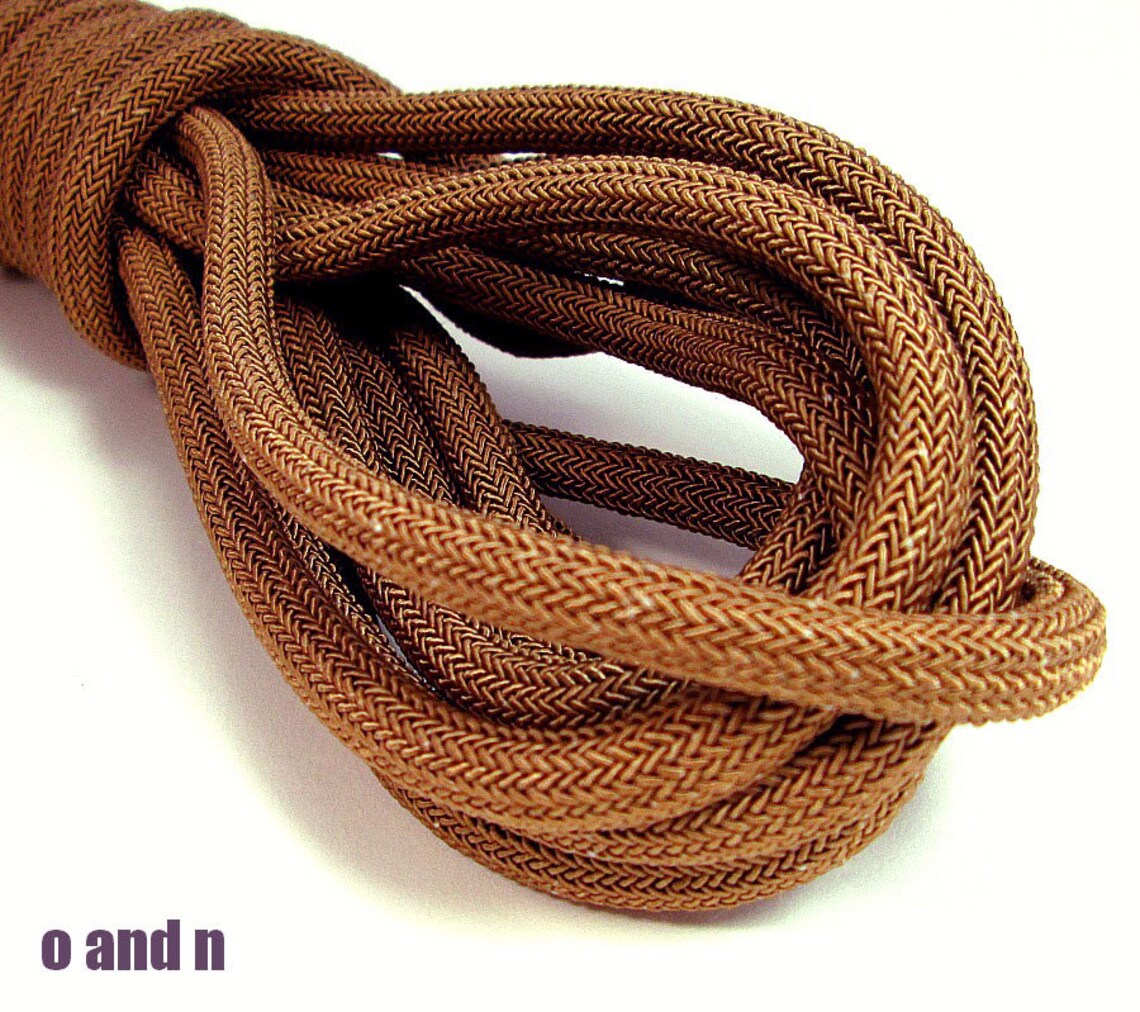 Braided silk cord 8mm bookbinding rope mocha brown thick Etsy