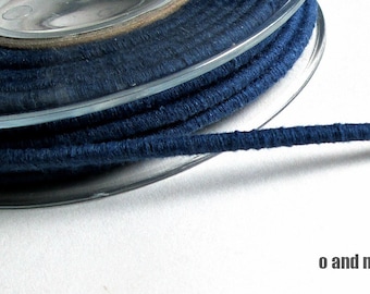 Blue cotton cord, 3.5mm cotton cord, wrapped cotton rope, midnight blue cotton rope, 1m