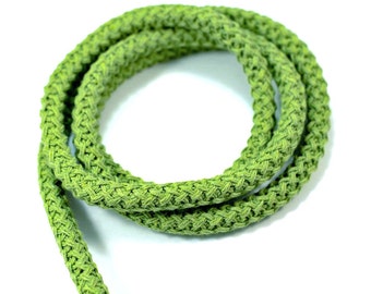 Braided cotton cord, braided cotton rope, cotton rope braided, knit cotton rope, thick cotton rope, green cotton rope, 10mm rope, 1m