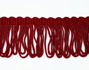 Burgundy loop fringe trim, 4cm / 1,57" decorative fringe trimming, 1m