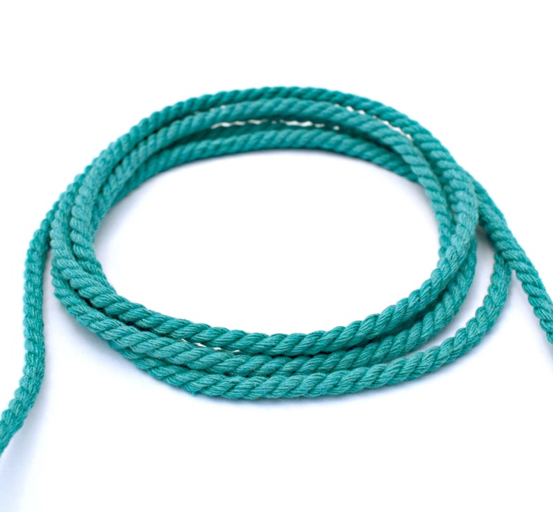 4mm cotton rope twisted, 4m teal twisted cotton cord, twisted cord rope, soft cotton rope, teal cotton rope, cotton rope for crafts, 3m image 5