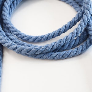 6mm light blue cotton rope, twisted cord rope, twisted cotton cord 6mm, soft cotton rope, light blue cotton rope, cotton rope for crafts, 1m image 3