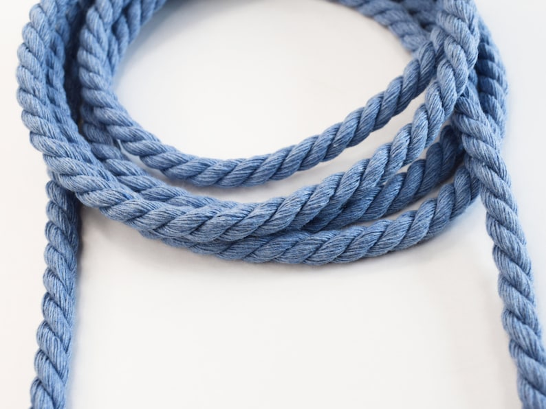 6mm light blue cotton rope, twisted cord rope, twisted cotton cord 6mm, soft cotton rope, light blue cotton rope, cotton rope for crafts, 1m image 3