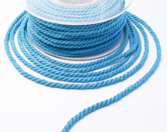 Turquoise 4mm twisted cotton cord, 3 meters