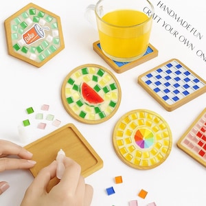 Mosaic Coaster DIY Kit–Summer Edition–Craft for Adults&Kids–Handmade Gift–Family Project–Educational Creative Parent-Child or Team building – adult craft kit