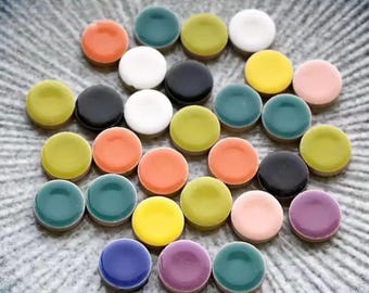 Round Ceramic Mosaic Tiles – Mixed Color Glazed for Crafts, Coasters, Home Decor