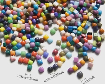 Jade-Style Glass Mosaic Tiles: Mixed Colors, Mini Squares for DIY Art and Crafts