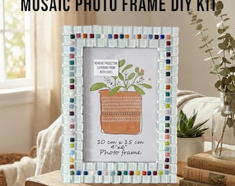 Mosaik fotoram DIY-kit eller färdig present, 4x6 fotoram, anpassad studentrumsdekor, lärarpresent, minnesfotoram