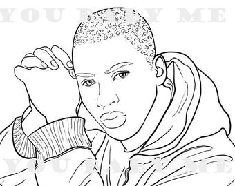 Young man in thought coloring page, black boy coloring page, coloring page, African American coloring page, color sheet