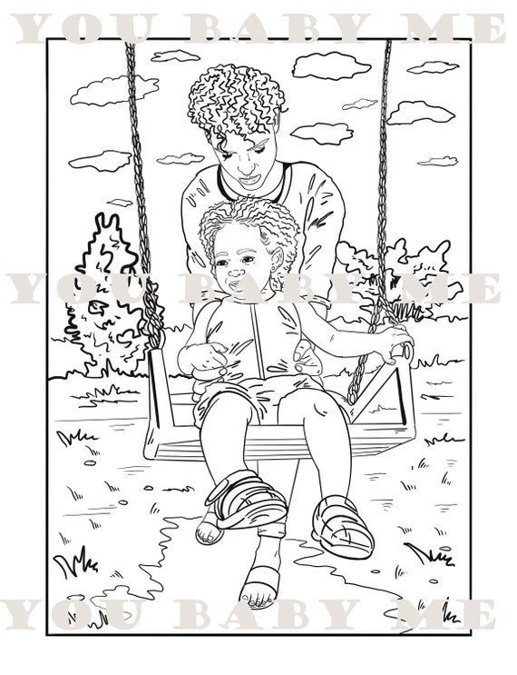 2 Pages Coloring Set, Printable Coloring Sheet, Black Boy Coloring