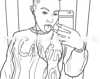 Selfie coloring page, black girl coloring page, African American coloring sheet