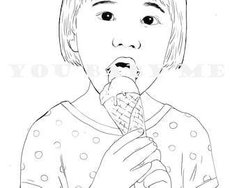 Cool ice cream, printable coloring sheet, coloring sheet for girls