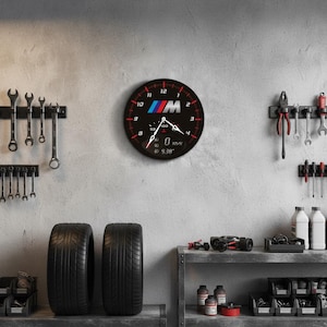 M logo wall clock, M Logo wall decor, Speedometer wall clock, Tachometer clock, Man cave wall clock, Car dashboard clock, M Logo gift