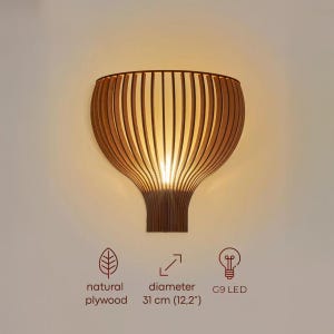 Wooden Wall Sconce, Modern Wall Lamp, Natural Wood Wall Light, G9 LED Wall Fixture, Scandinavian Wall Lighting, Decorative Wall Sconce