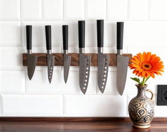 Soporte magnético de madera para cuchillos, bloque horizontal para cuchillos, soporte magnético para cuchillos, barra para cuchillos, tablero magnético para cuchillos, estante para cuchillos, almacenamiento de cuchillos