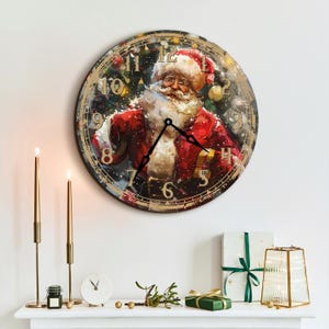 Weihnachtswanduhr, Weihnachtsmannuhr, Feiertags-Wanddekor, Weinlese-Santa-Dekor, festliche Wanduhr, gemütliches Feiertags-Dekor, Weihnachtswanduhr