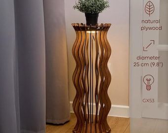 Mid Century Floor Lamp, Wooden Floor Lamp, Freestanding Floor Light, Floor Lamp Behind Chair, Natural Wood Floor Lamp, Corner Lamp