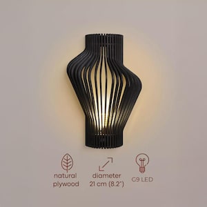Modern Wall Sconce, Wood Wall Light, LED Wall Sconce, Bedroom Wall Light, Minimalist Wall Lamp, Plywood Wall Sconce, Warm Wall Light