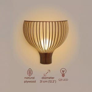 Modern Wall Sconce,Wooden Wall Light,LED Wall Sconce,Contemporary Wall Light,Bedroom Wall Lamp,Plywood Wall Sconce,Ambient Wall Lighting