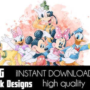 Mickey Friends clipart - Acuarela - Alta resolución - Pegatinas - disney - acuarela - Stickers - 54 imágenes PNG - 11 fondos PNG
