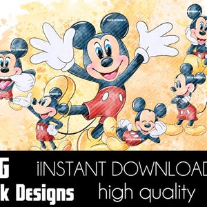 Mickey mouse clipart - Diseños de acuarela - Alta resolución - Pegatinas - disney - acuarela - Stickers - 49 imágenes PNG y 9 fondos PNG