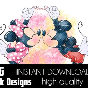 Mickey Minnie clipart - Diseños de acuarela - Alta resolución - Pegatinas - disney - acuarela Stickers - 20 imágenes PNG y 7 fondos PNG