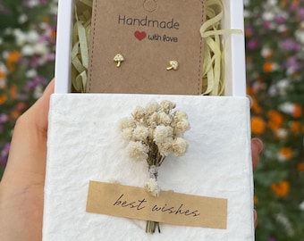 Handmade Sterling Mini Mushroom Stud Earrings: Nature Jewelry