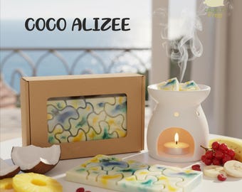 Doftande vaxsmältor gjorda av 100 % veganskt olivvax, naturliga färgämnen och dofter från Grasse, handgjorda, oljebrännare, dekoration