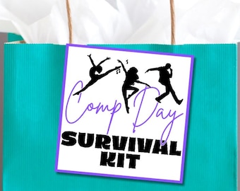 Comp Day Survival Kit Tags Printable | Dance Competition Gift Tag | Competition Survival Kit Label | Dancer Gift Bag