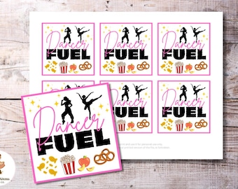 Dancer Fuel Dance Snack Bag Tags Printable – Perfect for Competition Day, Recital Day, Field Trips, Team Recital Gifts Instant Download PDF