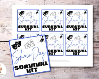 Show Day Survival Kit Tags Printable | Dance Recital Gift Tag | Show Day Dancer Gift | Dance Survival Kit Tag | Instant Download