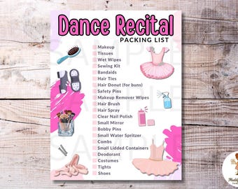 Dance Recital Packing List Printable – Dance Bag Checklist for Dancers and Performers | Ballet Packing List Supplies | Instant Download PDF