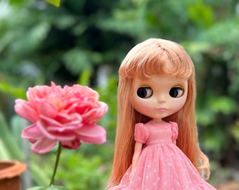 Neo Blythe Dolly Pink Old Rose dress