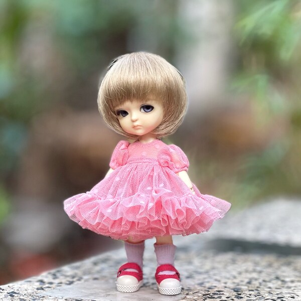 Lati Yellow Puki Fee bjd dollfie Pink Dolly Dress