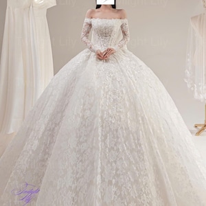 Veta schulterfreies Brautkleid mit geradem Hals, weißes, langes Kleid mit Spitzenunterlage und Baskentaille