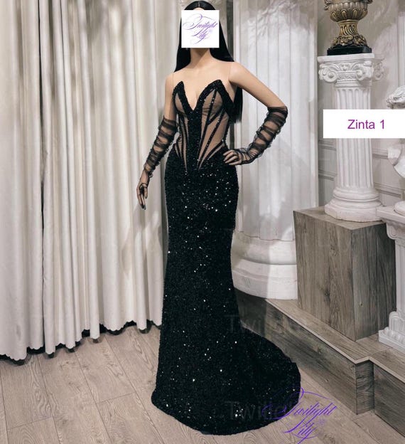 Zinta off the Shoulder Sexy Black Mermaid/trumpet Prom or Evening Dress