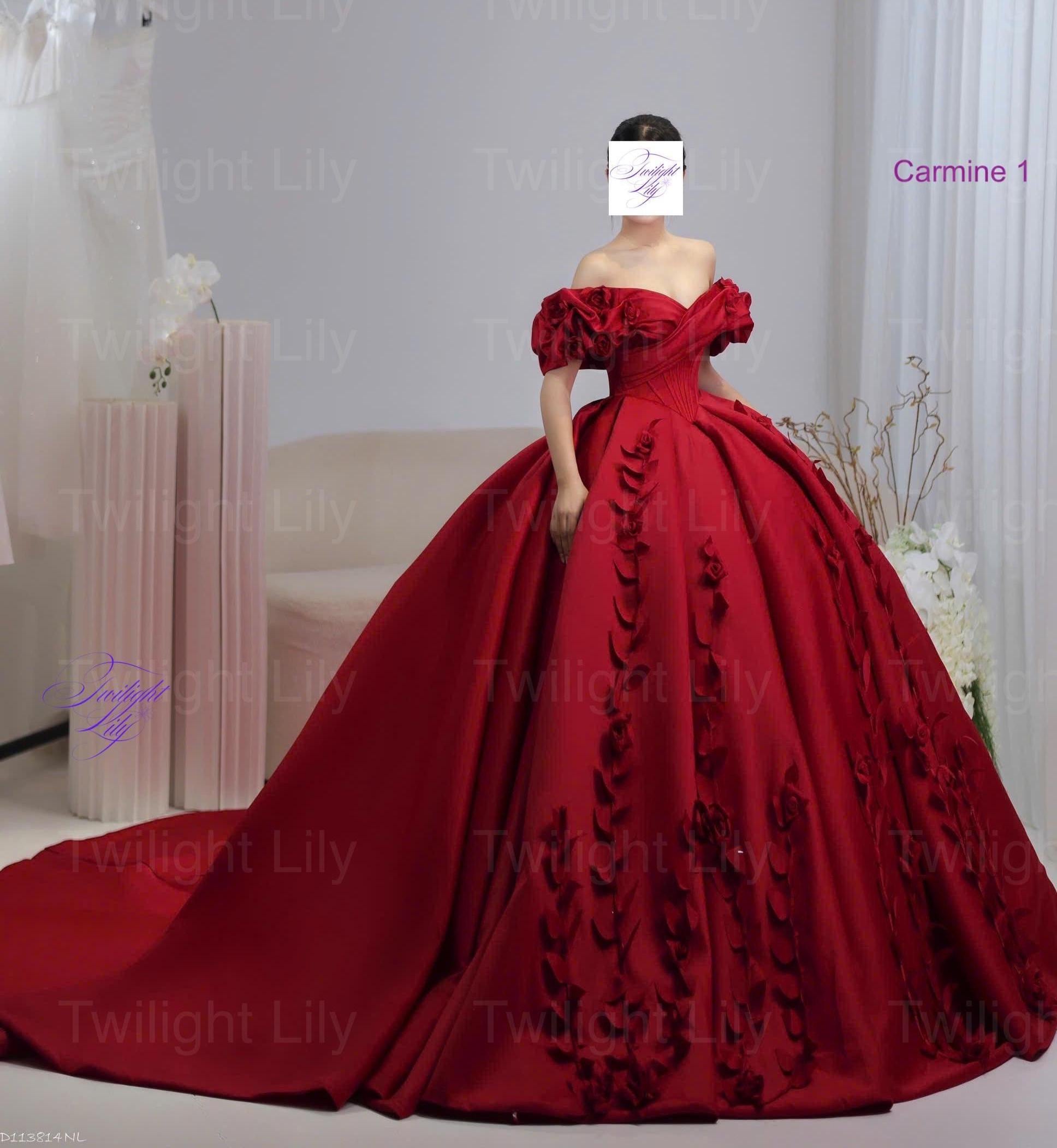 strapless open back dress Kiara Ankle Length Dress In Carmine – Rhea Costa main image 0