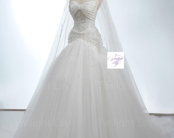 david's bridal trumpet lace dress David's Bridal, All Over Beaded Lace Trumpet Wedding Dress Used Wedding Dress