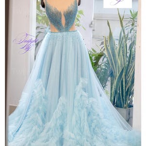 Inna light sky blue prom/reception A-line dress