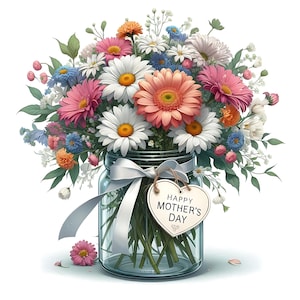 10 Happy Mothers Day clipart, aquarel Moederdag bloem clipart, lente bloemen clipart, hoge kwaliteit jpg's, digitale download, Paper Craft