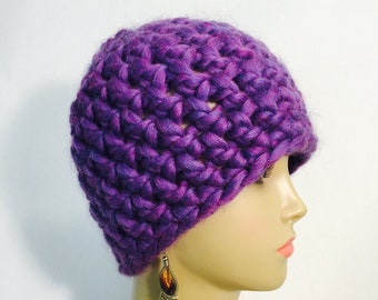 Beautiful Purple Crocheted Hat