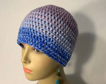 Purple hat crochet blue ombré crocheted hat