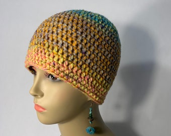 Yellow hat crochet green ombré crocheted hat